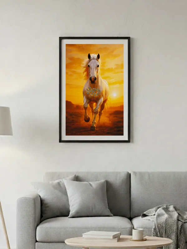 Multicolor_Wooden_Pyrite_One_Horse_Vastu_Frame_|_A4