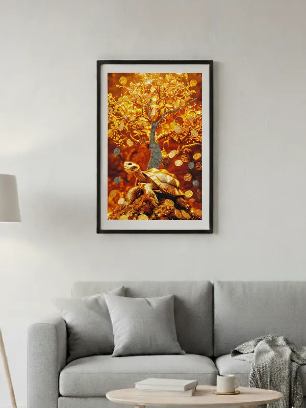 Multicolor_Wooden_Pyrite_Gold_Turtle_Vastu_Frame_|_A4