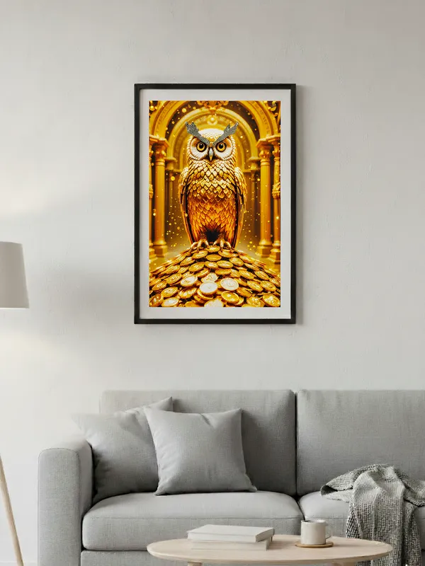 Multicolor_Wooden_Pyrite_Gold_Owl_Vastu_Frame_|_A4