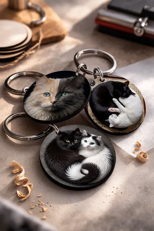 Wooden_Cat_Keychain_Set_of_3_|_STYLE_8