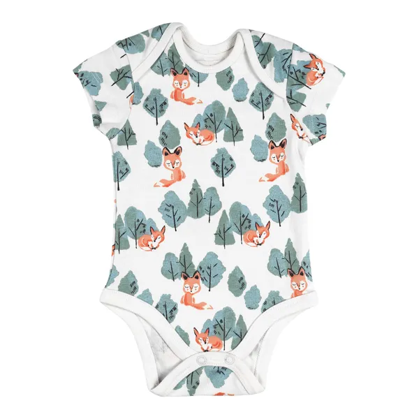 Multicolor_Organic_Cotton_Half_Sleeve_Onesie_Crafty_Fox