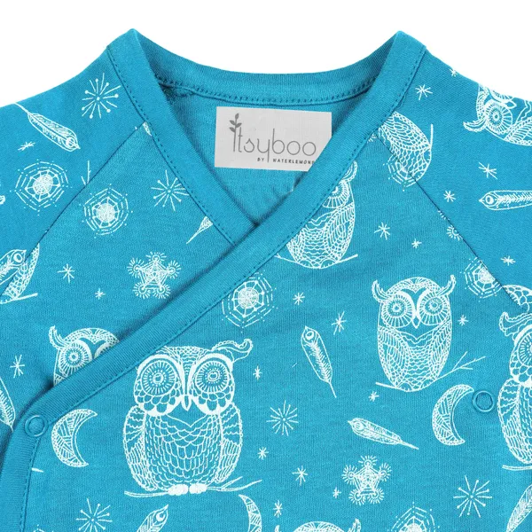 Blue_Cotton_Silk_Half_Sleeve_Kimono_Hoot_Hoot_Owl