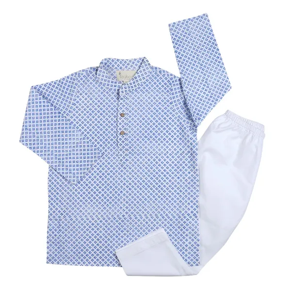 Blue_Organic_Cotton_Kurta_Pyjama_Blue_Block