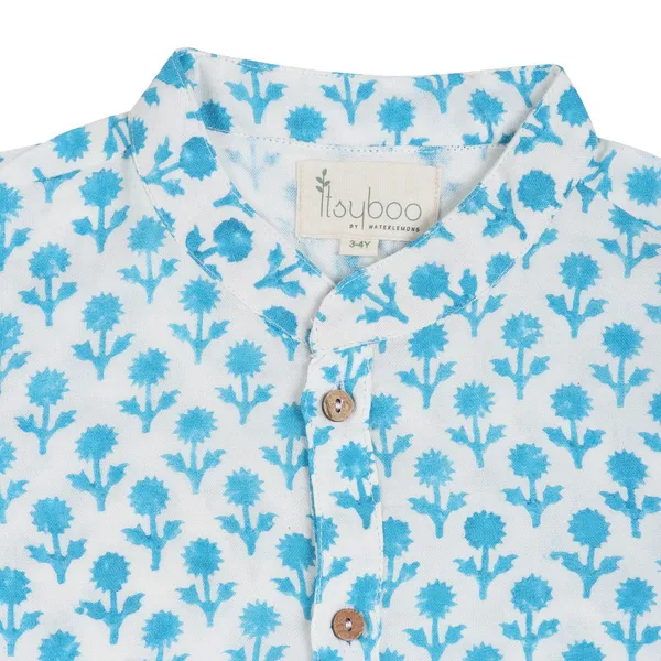 Blue_Organic_Cotton_Kurta_Pyjama_Light_Blue_Flower