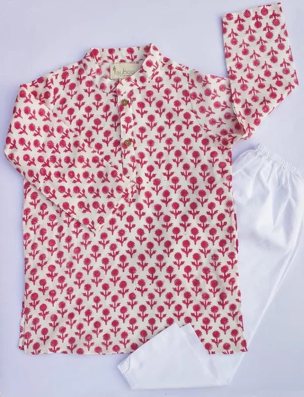 Pink_Organic_Cotton_Kurta_Pyjama_Pink_Flower