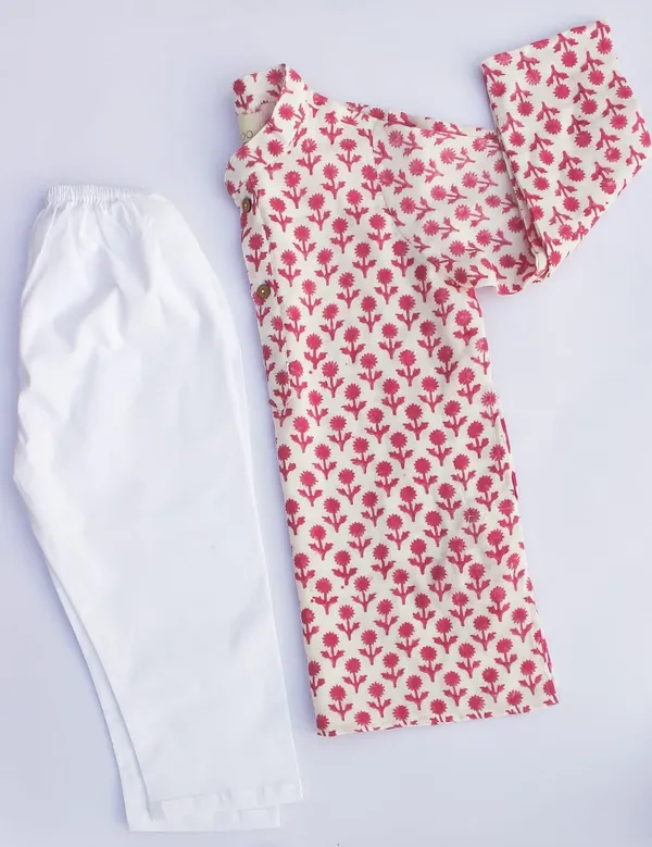 Pink_Organic_Cotton_Kurta_Pyjama_Pink_Flower