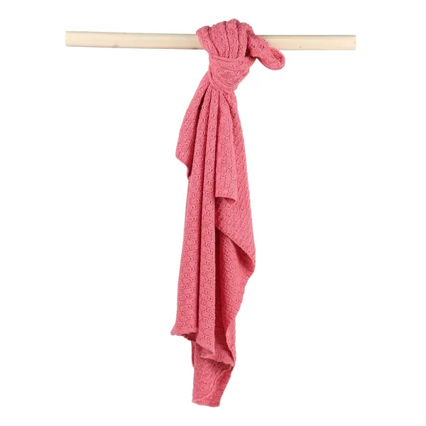 Peach_Organic_Cotton_Knit_Blanket_Peach_Cable