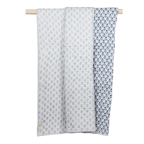 Blue_Cotton_Silk_Flower_Hand_Block_Printed_Quilt_Blue