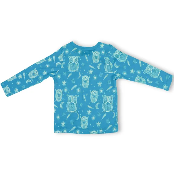 Blue_Organic_Cotton_Button_Down_Tshirt_Hoot_Hoot_Owl