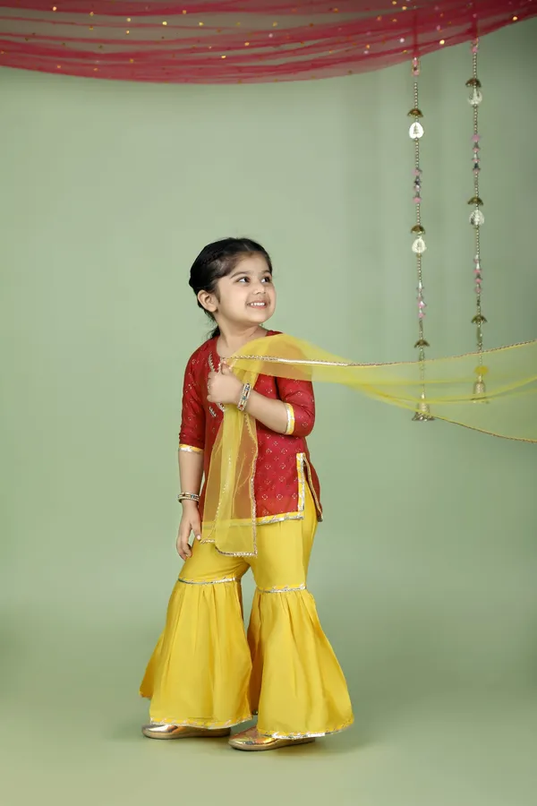 Pink_And_Yellow_Silk_Chanderi_Crimson_Pink_And_Yellow_Sharara_Set