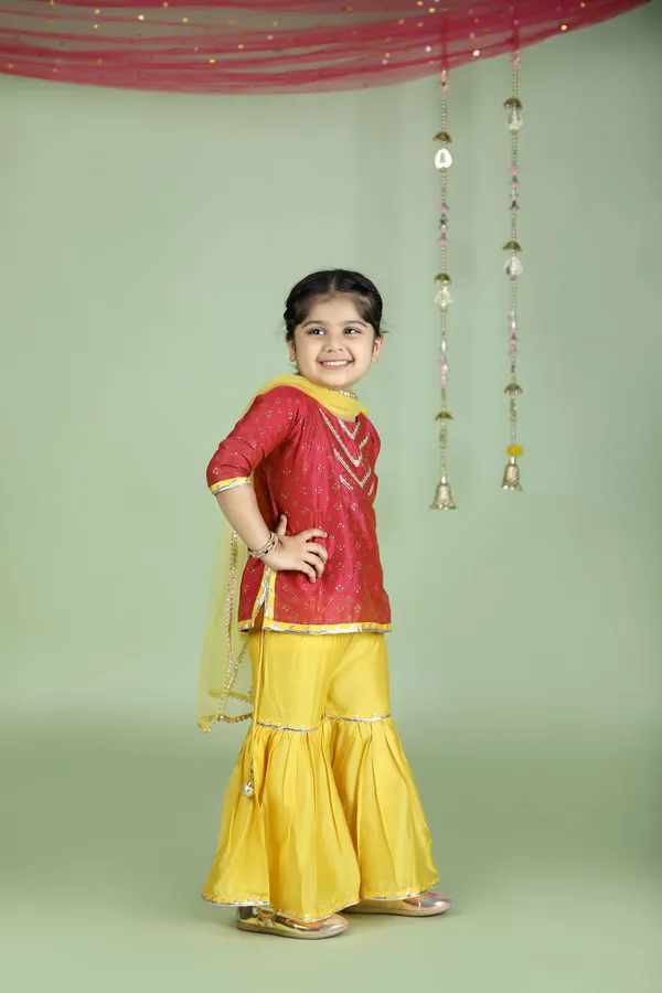 Pink_And_Yellow_Silk_Chanderi_Crimson_Pink_And_Yellow_Sharara_Set