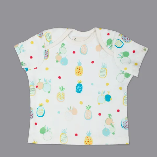 Yellow_And_White_Organic_Cotton_Half_Sleeve_Tshirt_Pineapple