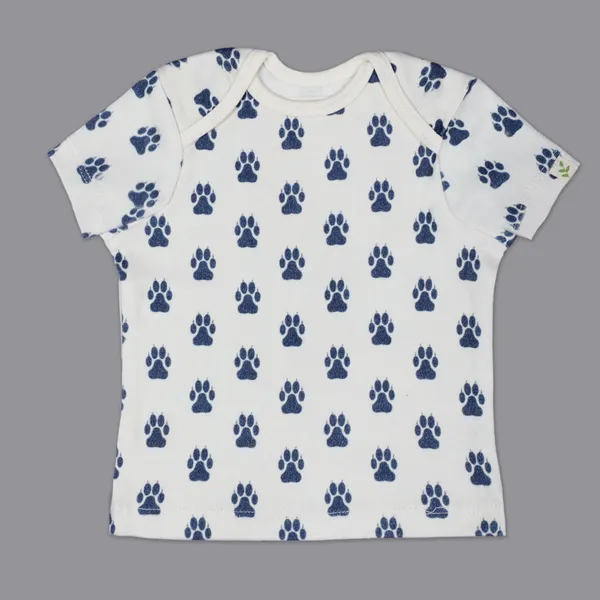Blue_And_White_Organic_Cotton_Half_Sleeve_Tshirt_Paws