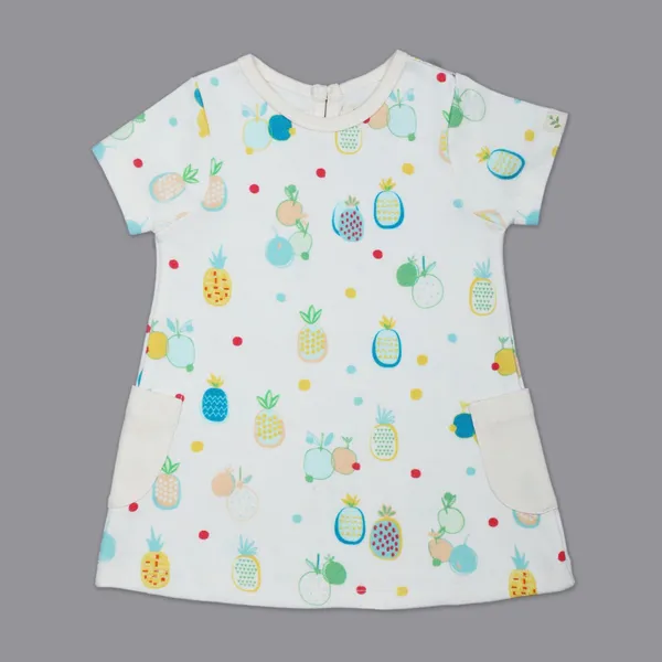 Yellow_And_White_Organic_Cotton_Dress_Pineapple