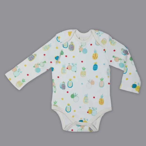 Yellow_And_White_Organic_Cotton_Full_Sleeve_Onesie_Pineapple