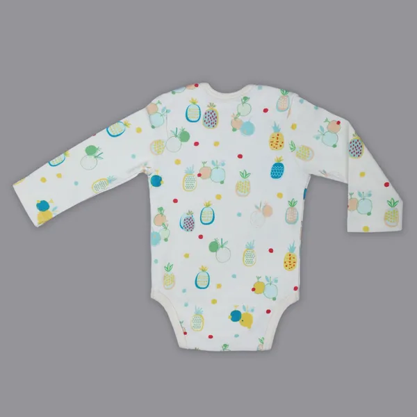 Yellow_And_White_Organic_Cotton_Full_Sleeve_Onesie_Pineapple