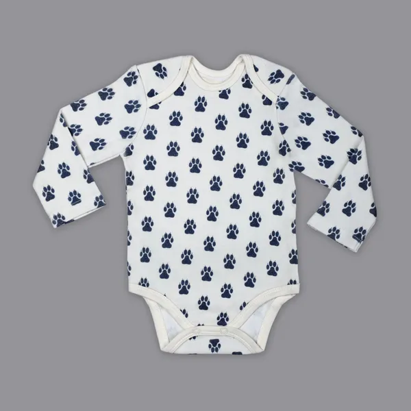 Blue_And_White_Organic_Cotton_Full_Sleeve_Onesie_Paws