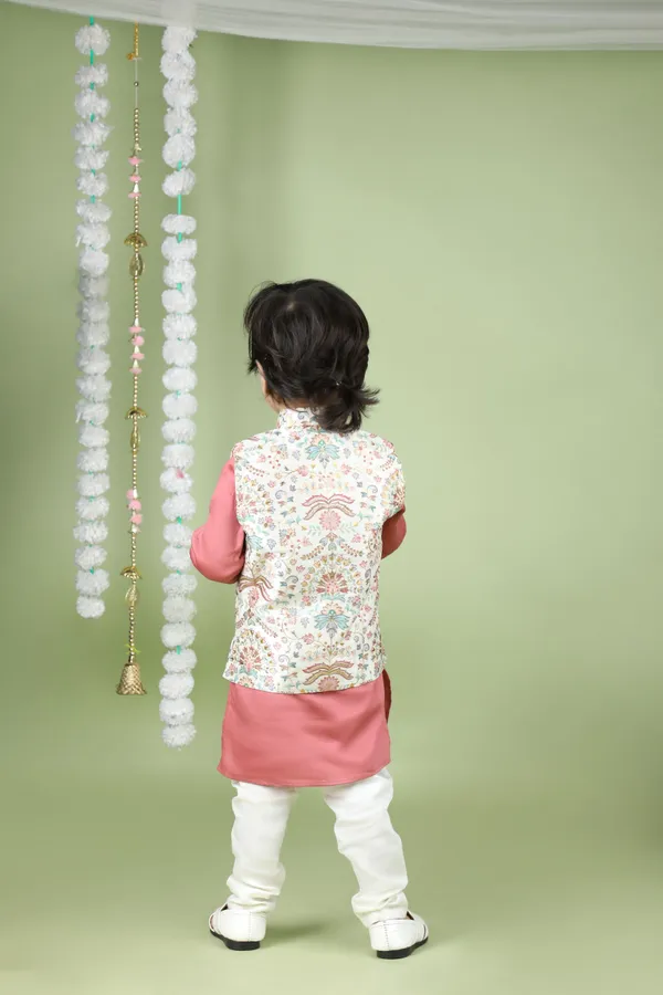 Pink_Cotton_Silk_Floral_Printed_Thread_Work_Jacket_With_Pink_Kurta_And_Pyjama