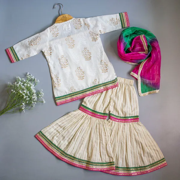 Cream_And_Gold_Silk_Chanderi_Cream_With_Golden_Block_Printing_Sharara_Set