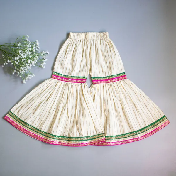 Cream_And_Gold_Silk_Chanderi_Cream_With_Golden_Block_Printing_Sharara_Set
