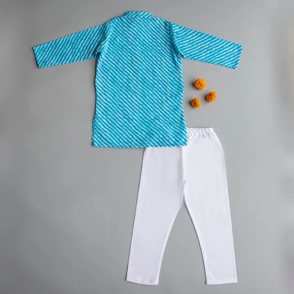 Blue_Cotton_Fabric_Bright_Blue_Lehriya_Kurta_Pyjama