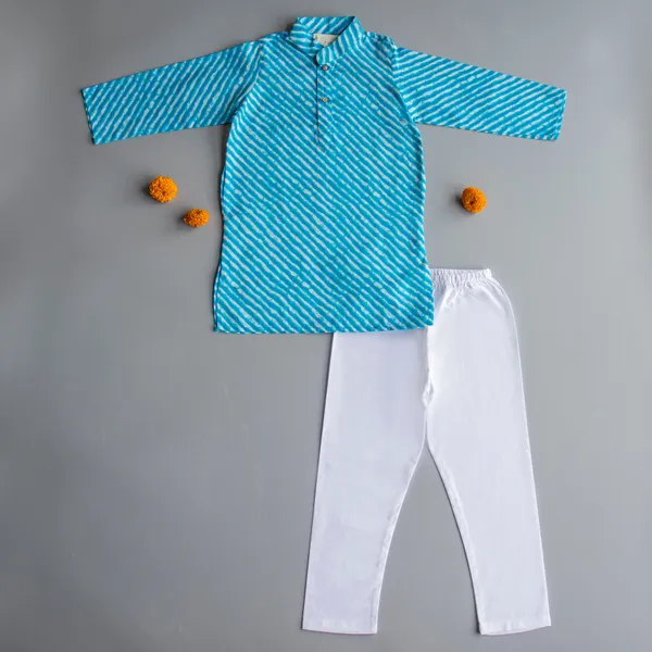 Blue_Cotton_Fabric_Bright_Blue_Lehriya_Kurta_Pyjama