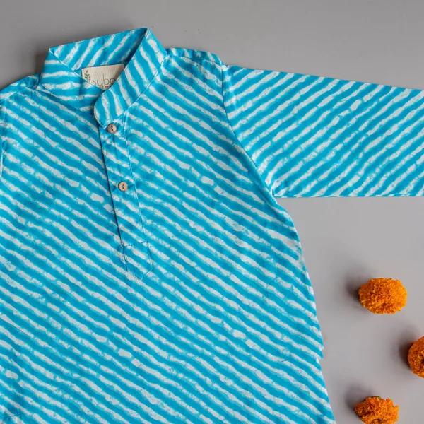 Blue_Cotton_Fabric_Bright_Blue_Lehriya_Kurta_Pyjama