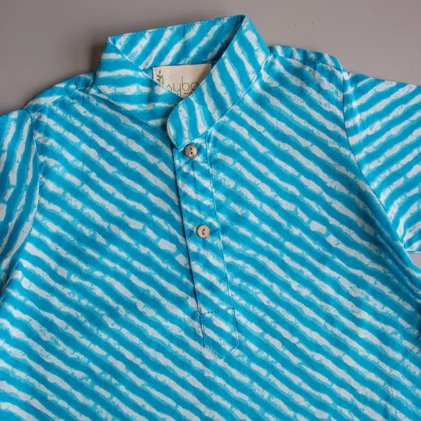 Blue_Cotton_Fabric_Bright_Blue_Lehriya_Kurta_Pyjama
