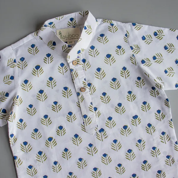 Blue_Cotton_Silk_Blue_Floral_Block_Print_Kurta_Pyjama
