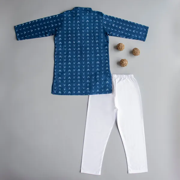 Blue_Cotton_Silk_Blue_Block_Print_Kurta_Pyjama_(Small_Lotus)