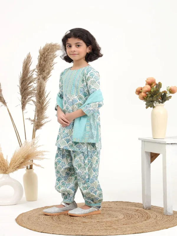 Green_And_Blue_Organic_Cotton_Green_And_Blue_Printed_Cotton_Suit_Set_Of_3