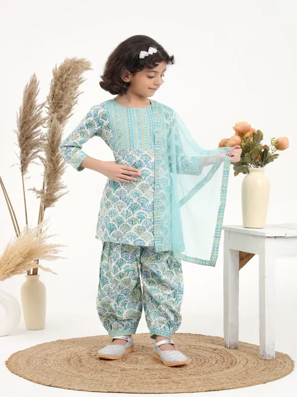 Green_And_Blue_Organic_Cotton_Green_And_Blue_Printed_Cotton_Suit_Set_Of_3