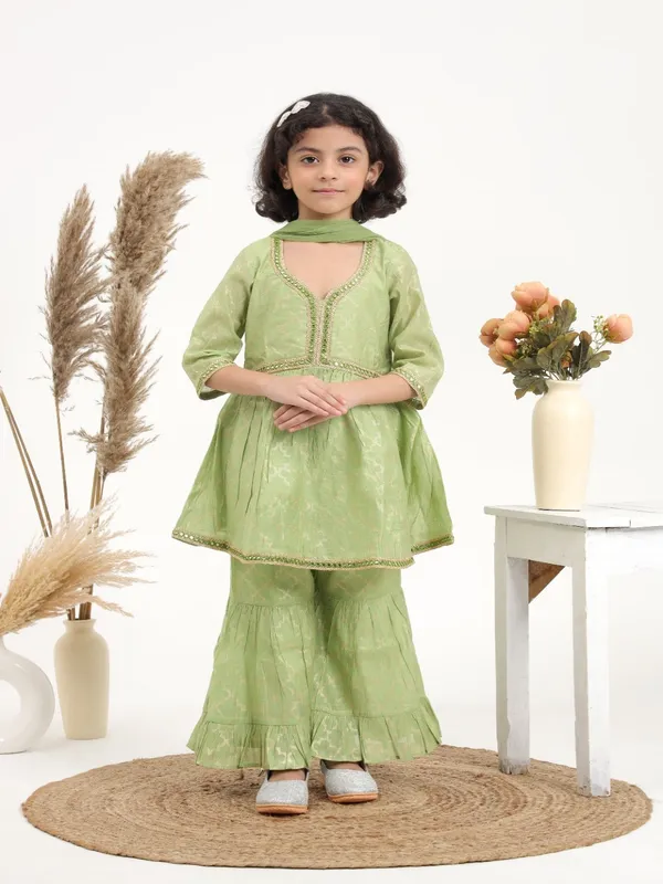 Green_Cotton_Fabric_Green_Chanderi_Sharara_Set_Of_3