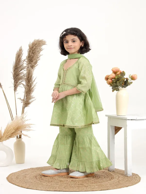 Green_Cotton_Fabric_Green_Chanderi_Sharara_Set_Of_3
