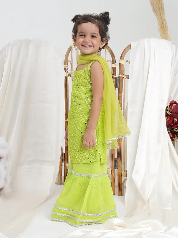 Green_Georgette_Fabric_Green_Embroidered_Georgette_Sharara_Set_Of_3