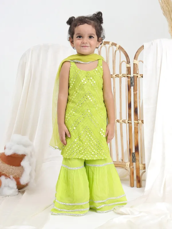 Green_Georgette_Fabric_Green_Embroidered_Georgette_Sharara_Set_Of_3