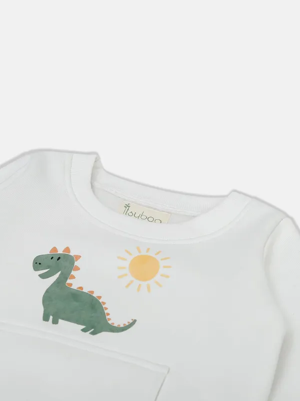 White_Cotton_Silk_Boys’_Winter_Sweatshirt_&_Bottom_Set_–_Dinosaur_&_Sun_Print
