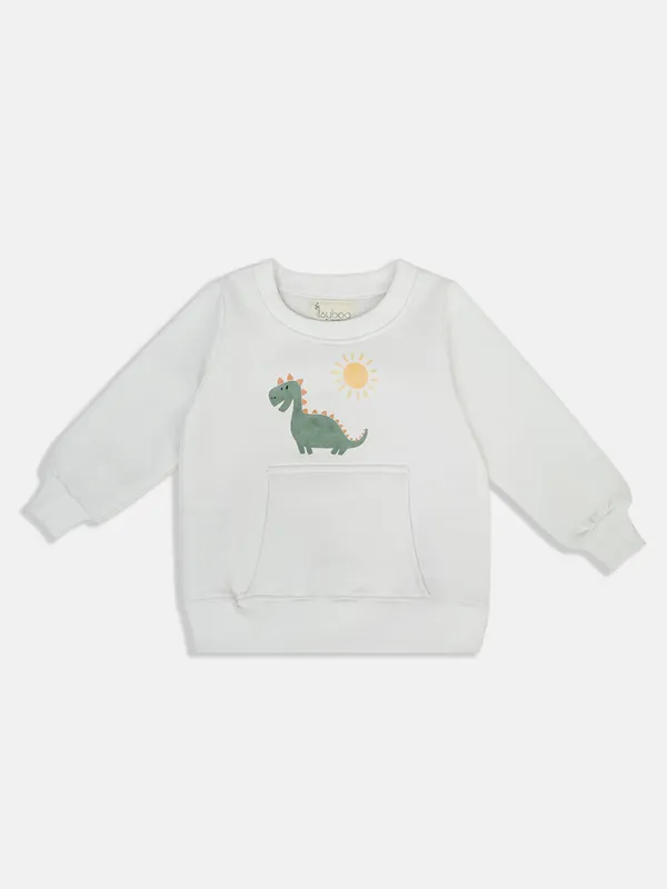 White_Cotton_Silk_Boys’_Winter_Sweatshirt_&_Bottom_Set_–_Dinosaur_&_Sun_Print