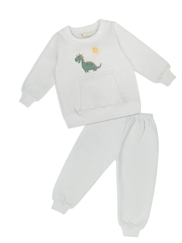White_Cotton_Silk_Boys’_Winter_Sweatshirt_&_Bottom_Set_–_Dinosaur_&_Sun_Print