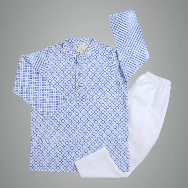 Blue_Organic_Cotton_Kurta_Pyjama_Blue_Block