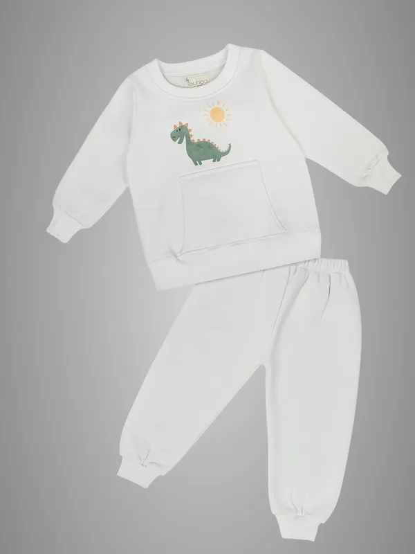 White_Cotton_Silk_Boys’_Winter_Sweatshirt_&_Bottom_Set_–_Dinosaur_&_Sun_Print