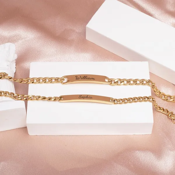 Multicolor_Metal_Custom_Engraved_Couples_His_And_Her_Matching_Bracelet_Sets