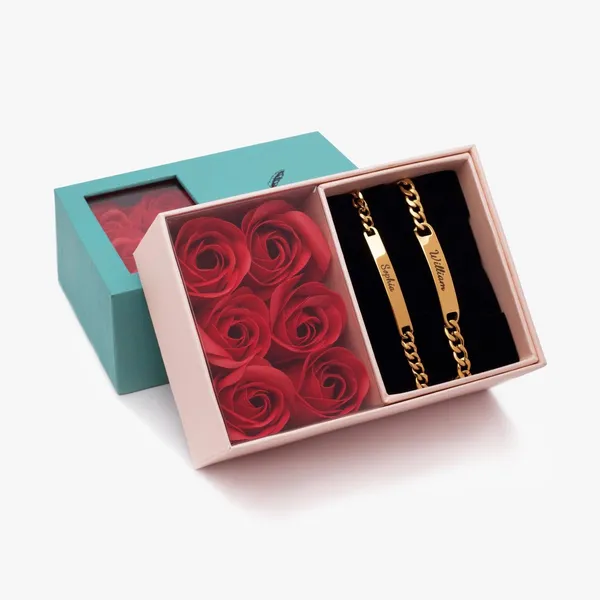 Multicolor_Metal_Custom_Engraved_Couples_His_And_Her_Matching_Bracelet_Sets