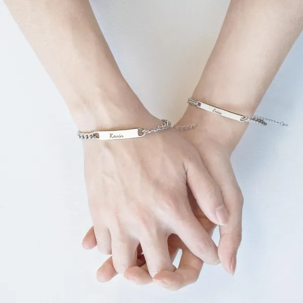 Multicolor_Metal_Custom_Engraved_Couples_His_And_Her_Matching_Bracelet_Sets