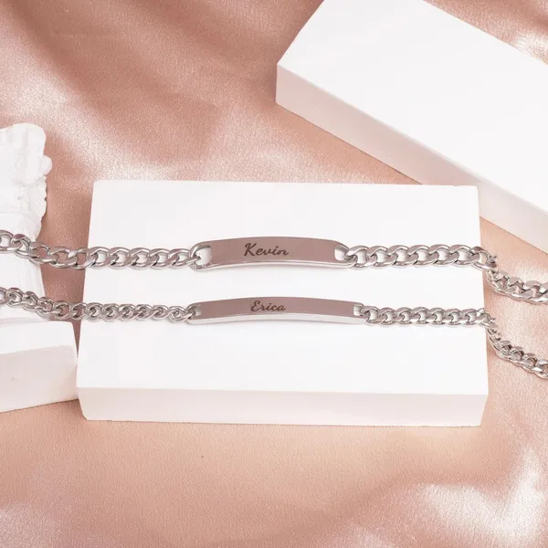 Multicolor_Metal_Custom_Engraved_Couples_His_And_Her_Matching_Bracelet_Sets