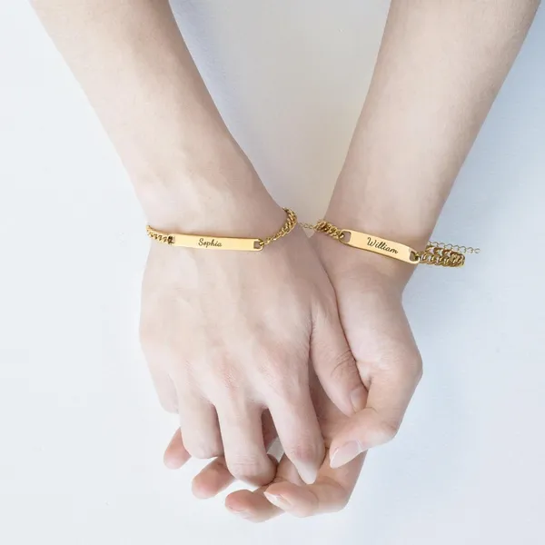 Multicolor_Metal_Custom_Engraved_Couples_His_And_Her_Matching_Bracelet_Sets
