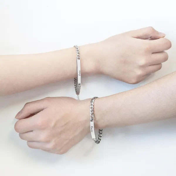 Multicolor_Metal_Custom_Engraved_Couples_His_And_Her_Matching_Bracelet_Sets
