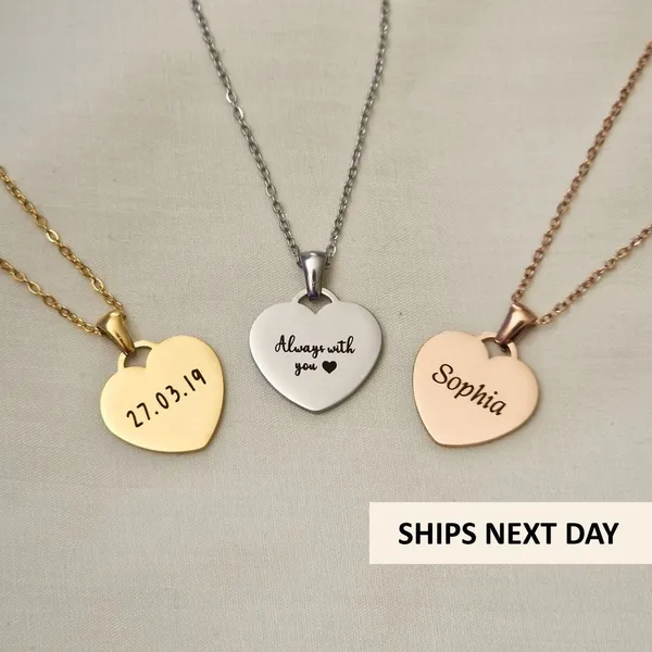 Multicolor_Metal_Engraved_Heart_Necklace_For_Women