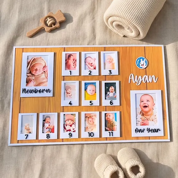 Multicolor_Metal_1St_Year_Baby_Photo_Frame_Board_For_Gifting