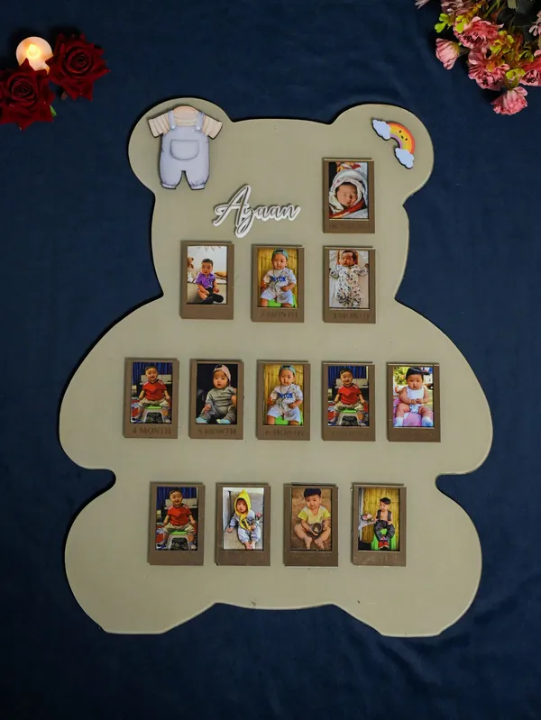 Multicolor_Metal_Baby_Photo_Board_With_Teddy_Shape_For_Gifting